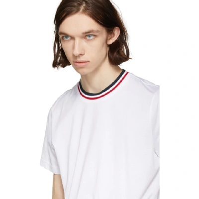 Shop Moncler White Tricolor Collar T-shirt In 001 White
