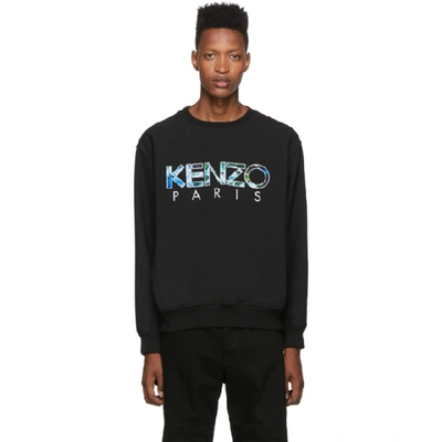 Shop Kenzo Black Woven Cady Logo Sweater In 99 Black