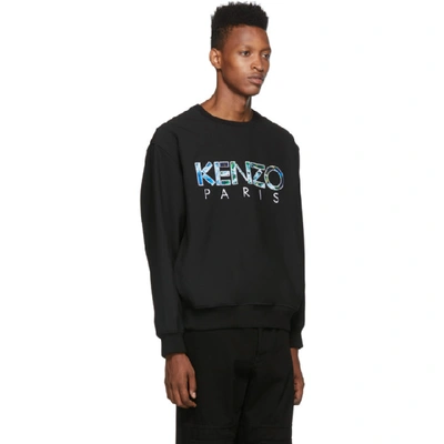 Shop Kenzo Black Woven Cady Logo Sweater In 99 Black