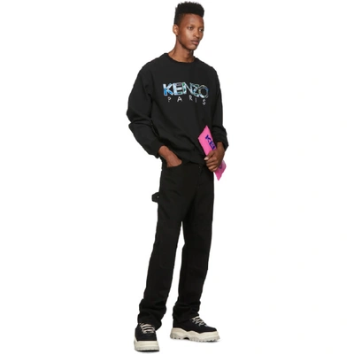 Shop Kenzo Black Woven Cady Logo Sweater In 99 Black