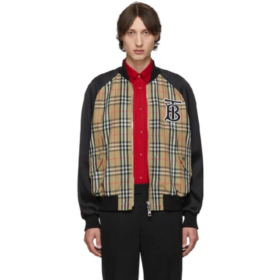 Shop Burberry Beige Harlington Bomber Jacket