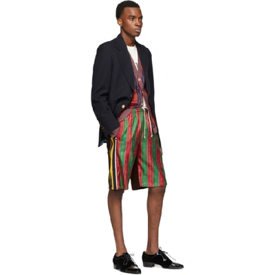Gucci Horsebit Stripe Cotton Blend Cardigan In 4915 Blue