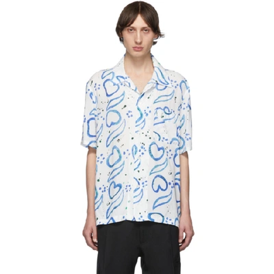 Shop Our Legacy White Hand-painted Tiles Shirt In Blue Wht