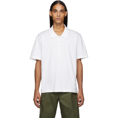 Shop Thom Browne White Relaxed Fit Polo In 100 White