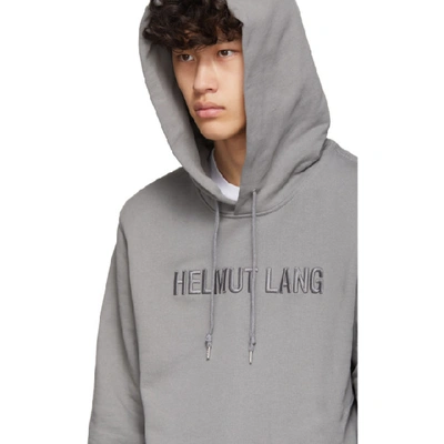 Shop Helmut Lang Grey Raised Embroidery Standard Hoodie In Pebble