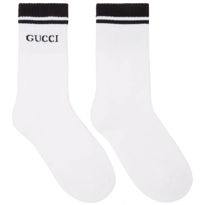 Shop Gucci White Logo Socks In 9000 Whitw