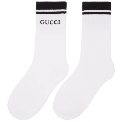 Shop Gucci White Logo Socks In 9000 Whitw