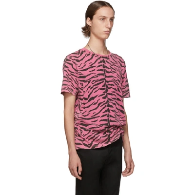 Shop Saint Laurent Pink And Black Used-look Zebra T-shirt In 6252 Pnkblk