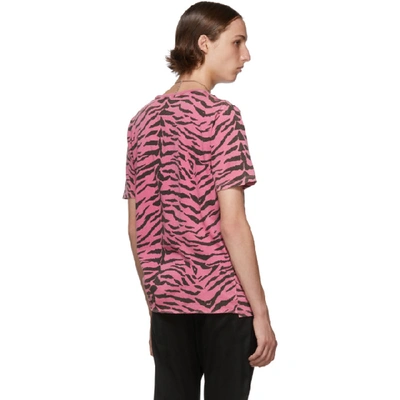 Shop Saint Laurent Pink And Black Used-look Zebra T-shirt In 6252 Pnkblk