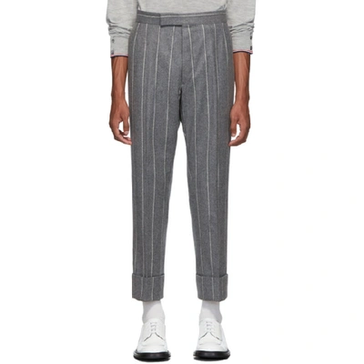Shop Thom Browne Grey Classic Backstrap Trousers In 035 Med Gry