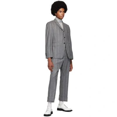 Shop Thom Browne Grey Classic Backstrap Trousers In 035 Med Gry