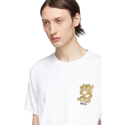Shop Kenzo White Limited Edition Embroidered Dragon T-shirt