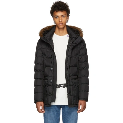 Shop Moncler Black Cluny Down Coat In 999-black