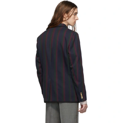 Shop Gucci Blue Striped Blazer In 4956 Blue