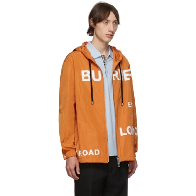 Shop Burberry Orange Nylon Horseferry Hooded Jacket In Brt Orange