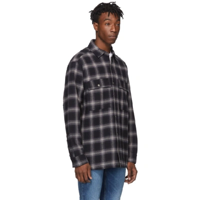 Shop Ksubi Black And Grey Quilted Check Strata Jacket