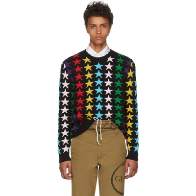 Shop Gucci Black & Multicolor Star Sweater In 1082 Black