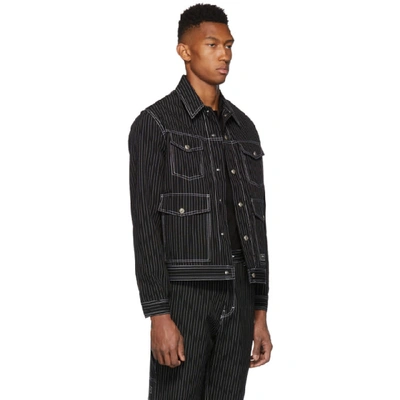 Shop Ami Alexandre Mattiussi Black & White Pinstripe Jacket In 004 Noir Bl