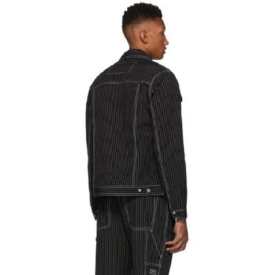 Shop Ami Alexandre Mattiussi Black & White Pinstripe Jacket In 004 Noir Bl