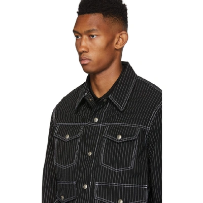 Shop Ami Alexandre Mattiussi Black & White Pinstripe Jacket In 004 Noir Bl