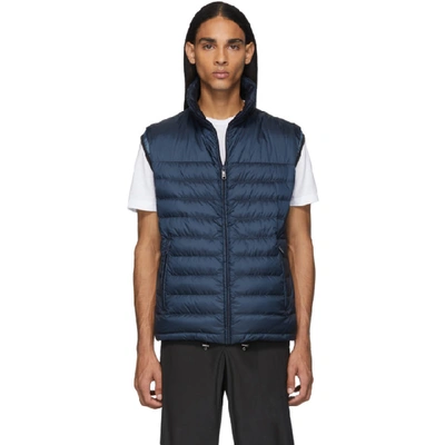 Shop Prada Navy Down Travel 100 Grams Vest In Navy Fill: 90% Down, 10% Feather.