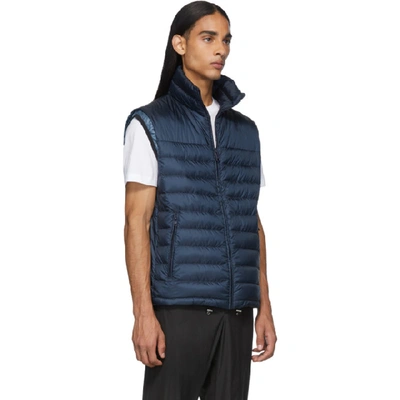 Shop Prada Navy Down Travel 100 Grams Vest In Navy Fill: 90% Down, 10% Feather.