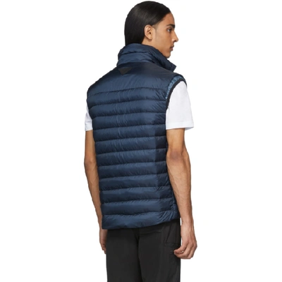 Shop Prada Navy Down Travel 100 Grams Vest In Navy Fill: 90% Down, 10% Feather.