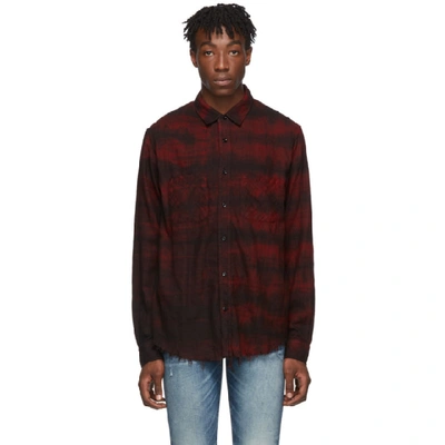 Shop Amiri Red Bleached Flannel Shirt