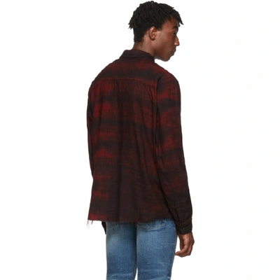 Shop Amiri Red Bleached Flannel Shirt