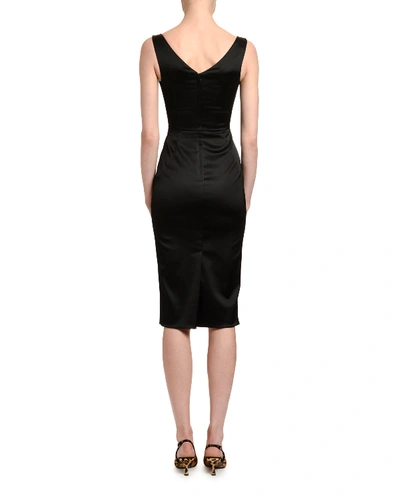 Shop Dolce & Gabbana Satin Bustier Cocktail Dress In Black