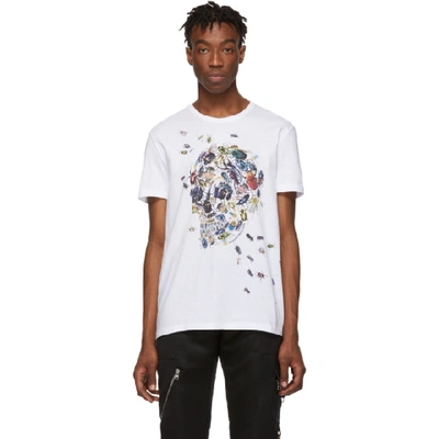 Shop Alexander Mcqueen White Beetle Skull T-shirt In 0900 Whtmix