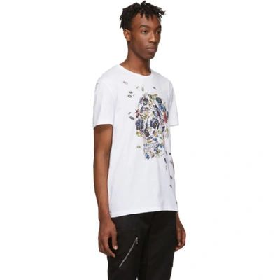 Shop Alexander Mcqueen White Beetle Skull T-shirt In 0900 Whtmix