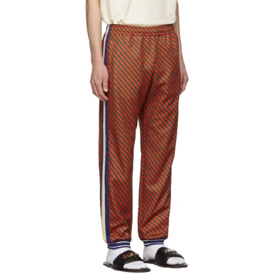 Shop Gucci Red And Green Striped Lounge Pants In 6208 Red