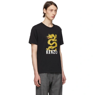 Shop Kenzo Black Limited Edition Dragon Logo T-shirt In 99 Black