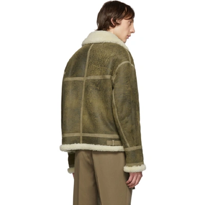 Shop Neil Barrett Brown Shearling Oversized Coat In 2191 Khaki