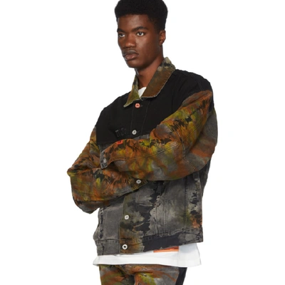 Shop Heron Preston Black And Grey Tie-dye Denim Jacket In 7609 Tyedye