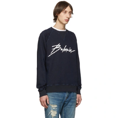 Shop Balmain Blue Denim Sweatshirt In 6aa Bleu