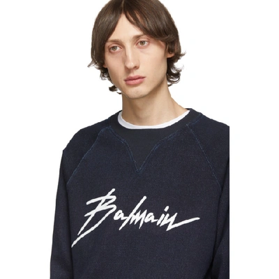 Shop Balmain Blue Denim Sweatshirt In 6aa Bleu