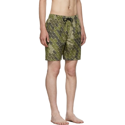 Shop Burberry Khaki Monogram Swim Shorts In Khaki Green