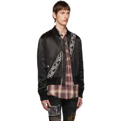 Shop Amiri Black Guitar Strap Bomber Jacket