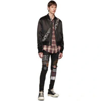 Shop Amiri Black Guitar Strap Bomber Jacket