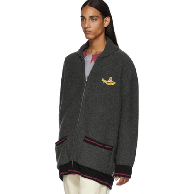 Shop Stella Mccartney Grey The Beatles Edition Virgin Wool Intarsia Zip-up Sweater In 8490 Grey