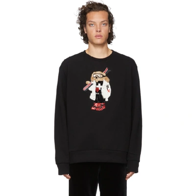 Shop Ralph Lauren Purple Label Black Ski Bear Sweatshirt In Classicblk