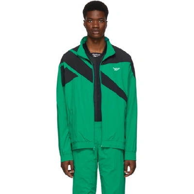 Shop Reebok Classics Green And Black Vector Track Jacket In Emerald