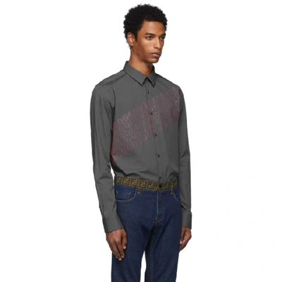 Shop Fendi Grey And Pink Ff Shirt In F0uu0 Grey