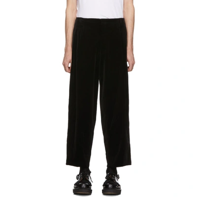 Shop Comme Des Garçons Homme Deux Comme Des Garcons Homme Plus Black Velveteen And Satin Trousers In 1 Blkblk