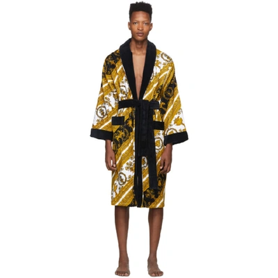 Shop Versace White And Gold I Heart Baroque Robe In Z7066 Whtgl