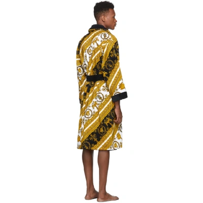 Shop Versace White And Gold I Heart Baroque Robe In Z7066 Whtgl