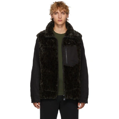 Shop Sacai Green And Black Leopard Faux-fur Blouson Jacket In 501