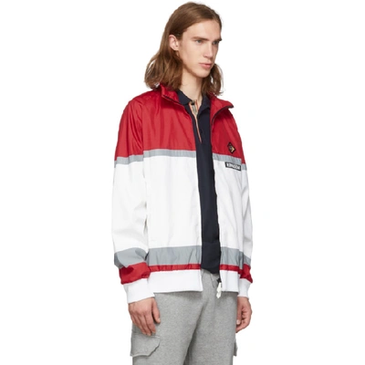 Shop Burberry Red And White Track Jacket